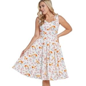 Eva Rose fit and flare fox 🦊 print dress M